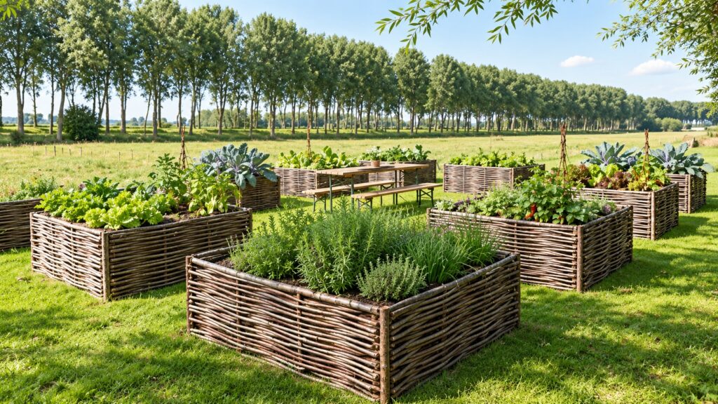 Bacs potagers en noisetier tressé